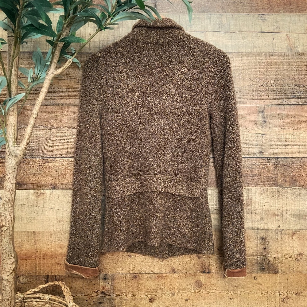 Anthropologie Sweater Jacket Velvet Details by HWR Velvet Accents - Picture 10 of 13